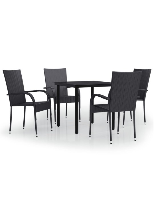 5-osaline aiamööbli komplekt, must