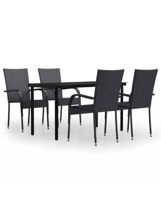 5-osaline aiamööbli komplekt, must