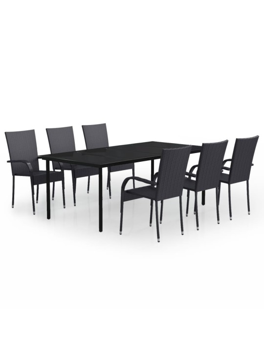 7-osaline aiamööbli komplekt, must