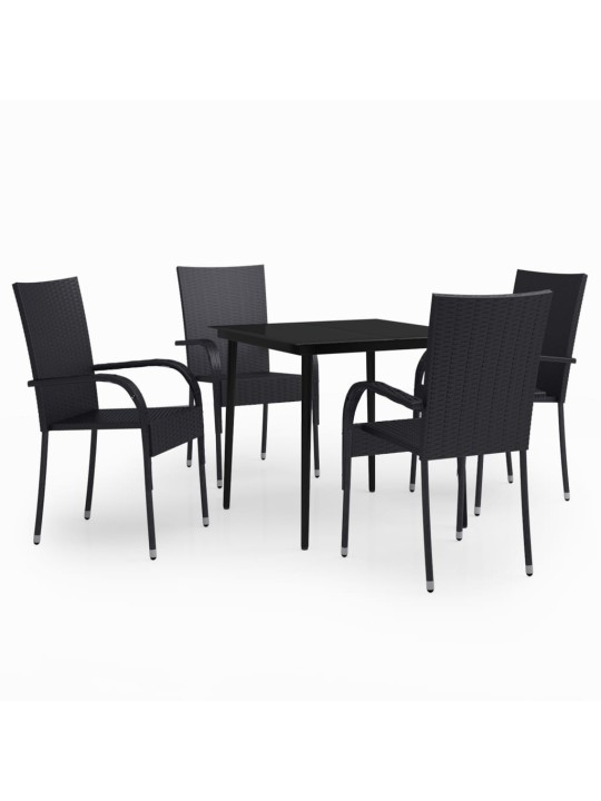 5-osaline aiamööbli komplekt, must