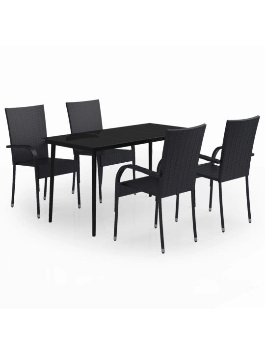 5-osaline aiamööbli komplekt, must