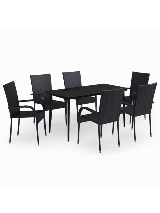 7-osaline aiamööbli komplekt, must