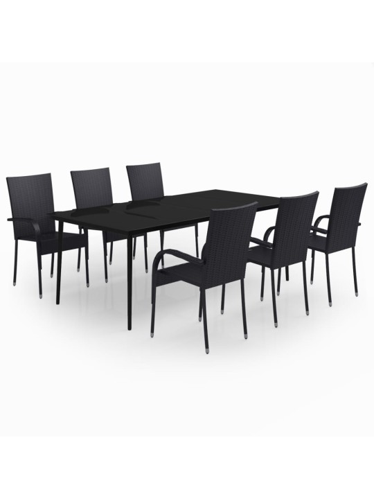 7-osaline aiamööbli komplekt, must