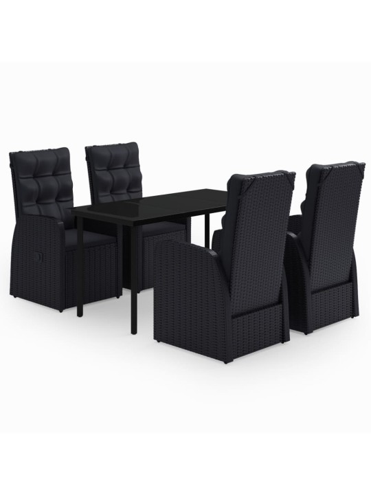 5-osaline aiamööbli komplekt patjadega, must