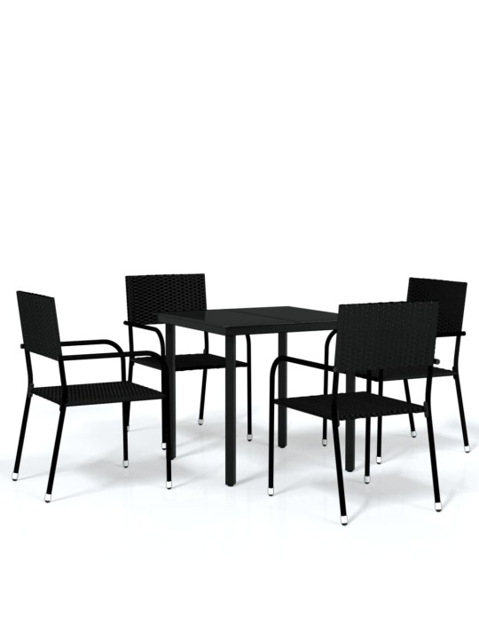 5-osaline aia söögimööbli komplekt, must