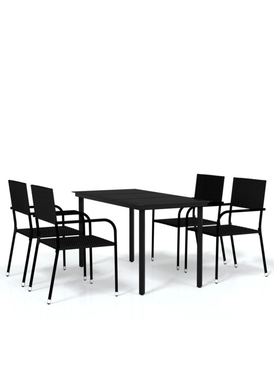 5-osaline aia söögimööbli komplekt, must