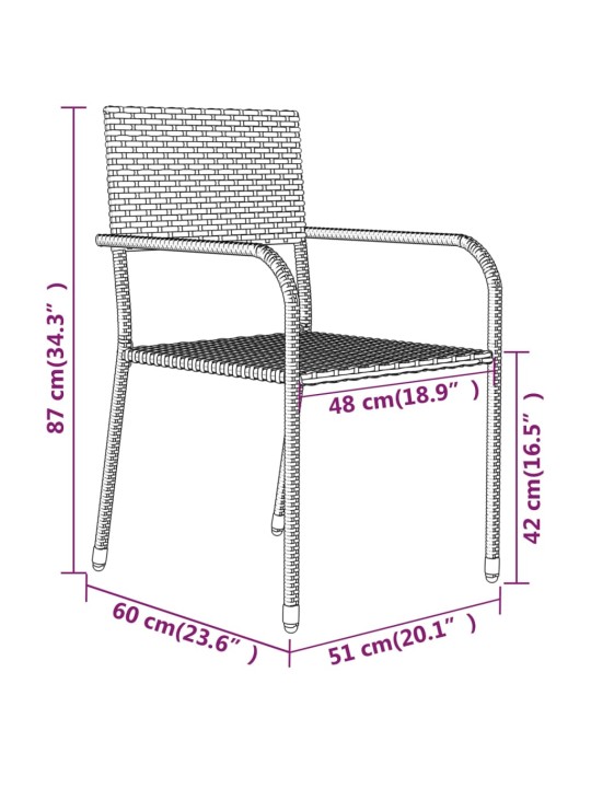 7-osaline aia söögimööbli komplekt, must