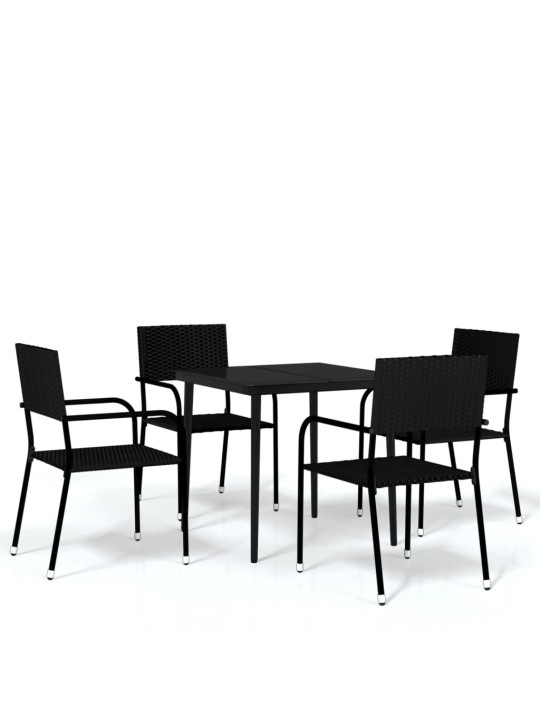 5-osaline aia söögimööbli komplekt, must