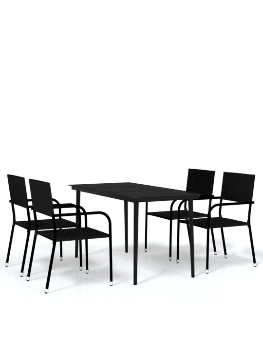 5-osaline aia söögimööbli komplekt, must