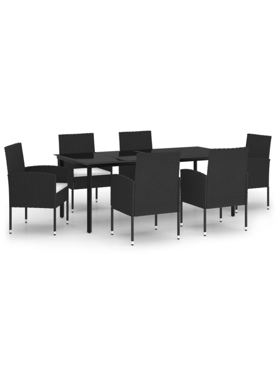 7-osaline aiamööbli komplekt, must