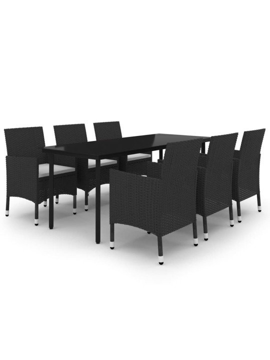 7-osaline aia söögimööbli komplekt patjadega, polürotang/klaas