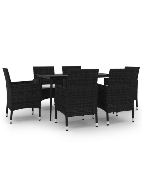7-osaline aia söögimööbli komplekt patjadega, polürotang/klaas