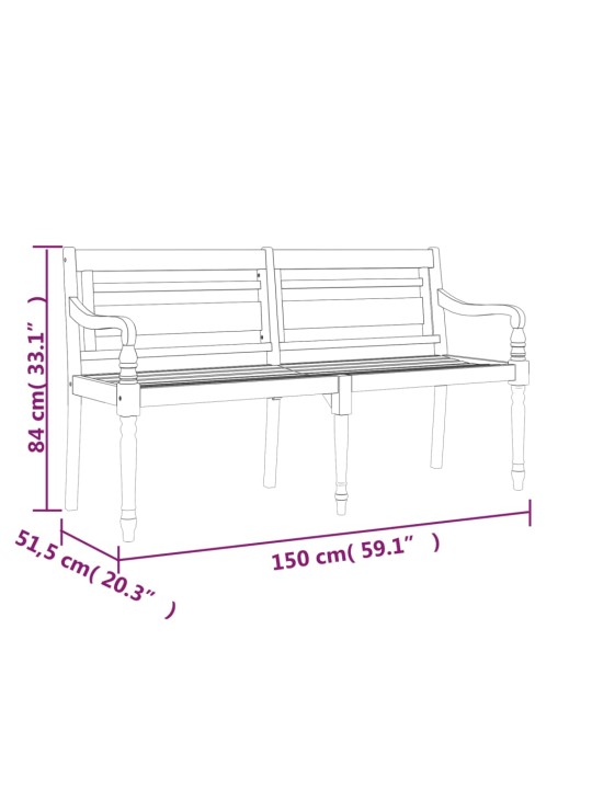 Batavia pink musta padjaga, 150 cm, tiikpuu