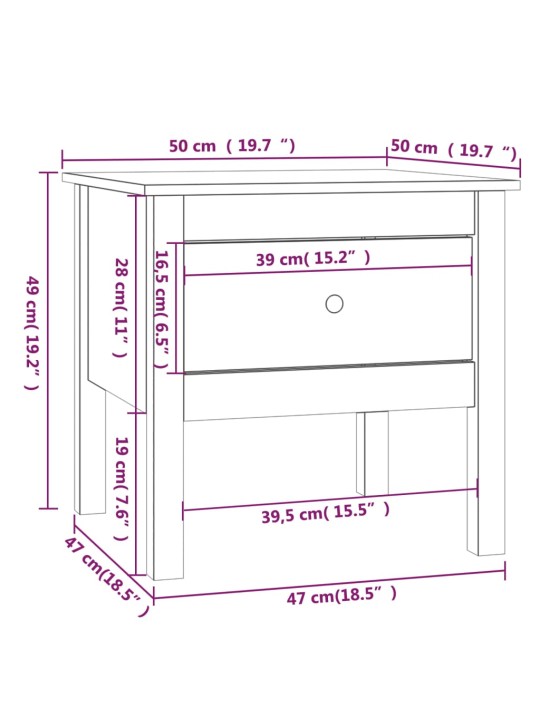 Lisalauad 2 tk, hall, 50x50x49 cm, männipuit