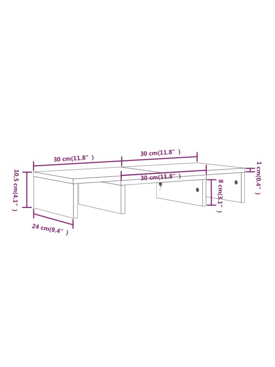 Monitorialus, hall, 60 x 24 x 10,5 cm, männipuit