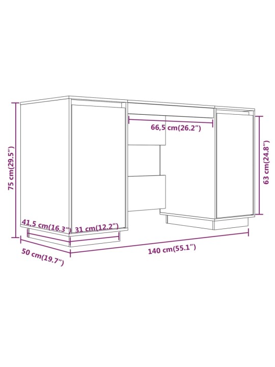 Kirjutuslaud, 140 x 50 x 75 cm, männipuit