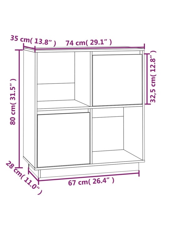 Puhvetkapp, must, 74 x 35 x 80 cm, täismännipuit