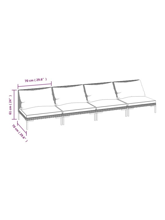 4-osaline aiamööblikomplekt patjadega, polürotang, tumehall