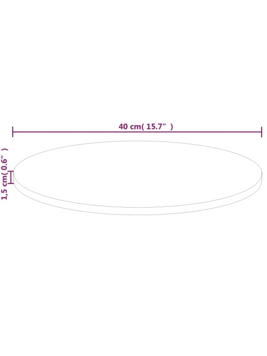 Ümmargune lauaplaat, ø40 x 1,5 cm, töötlemata tammepuit