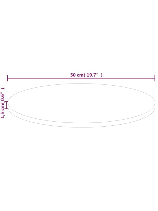 Ümmargune lauaplaat, ø50x1,5 cm, töötlemata tammepuit