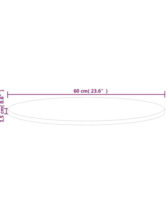 Ümmargune lauaplaat, ø60 x 1,5 cm, töötlemata tammepuit