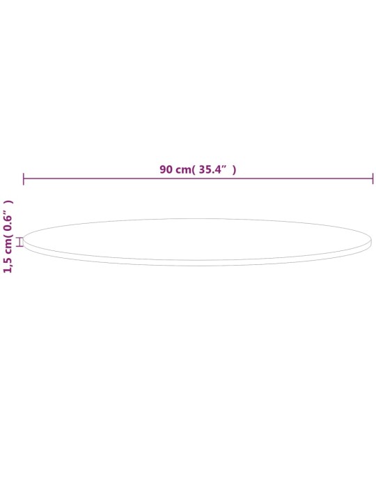 Ümmargune lauaplaat, ø90 x 1,5 cm, töötlemata tammepuit