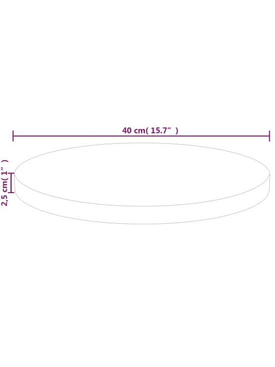 Ümmargune lauaplaat, ø40 x 2,5 cm, töötlemata tammepuit