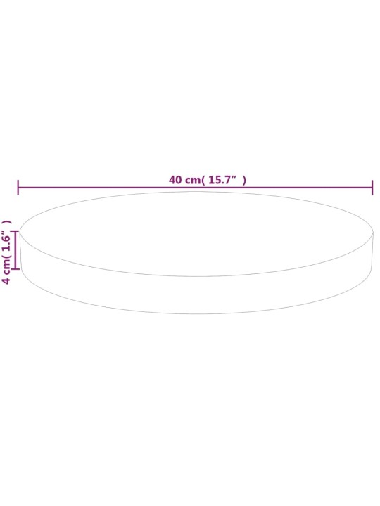 Ümmargune lauaplaat, ø40 x 4 cm, töötlemata tammepuit