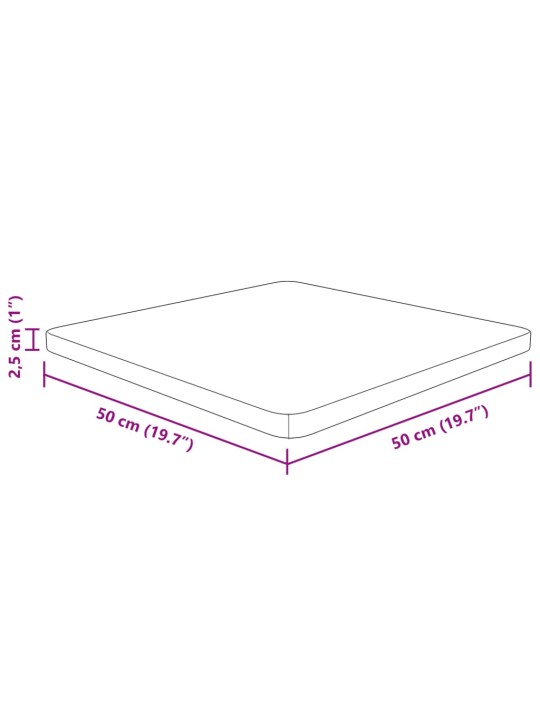 Ruudukujuline lauaplaat, 50 x 50 x 2,5 cm, töötlemata tammepuit