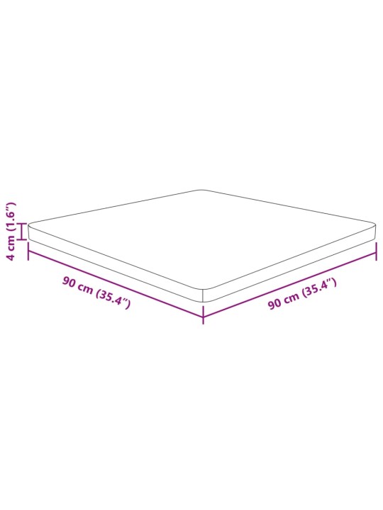 Ruudukujuline lauaplaat, 90 x 90 x 4 cm, töötlemata tammepuit