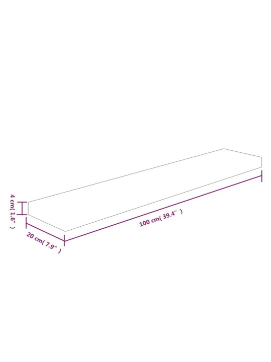 Riiuliplaat, 100x20x4 cm, töötlemata tammepuit