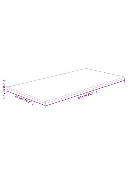 Vannitoa töötasapind helepruun 80x40x1,5 cm, töödeldud täispuit