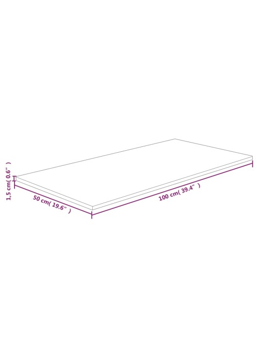 Vannitoa töötasapind helepruun 100x50x1,5cm, töödeldud täispuit