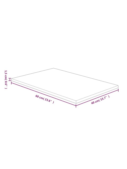 Vannitoa töötasapind helepruun 60x40x1,5 cm, töödeldud täispuit