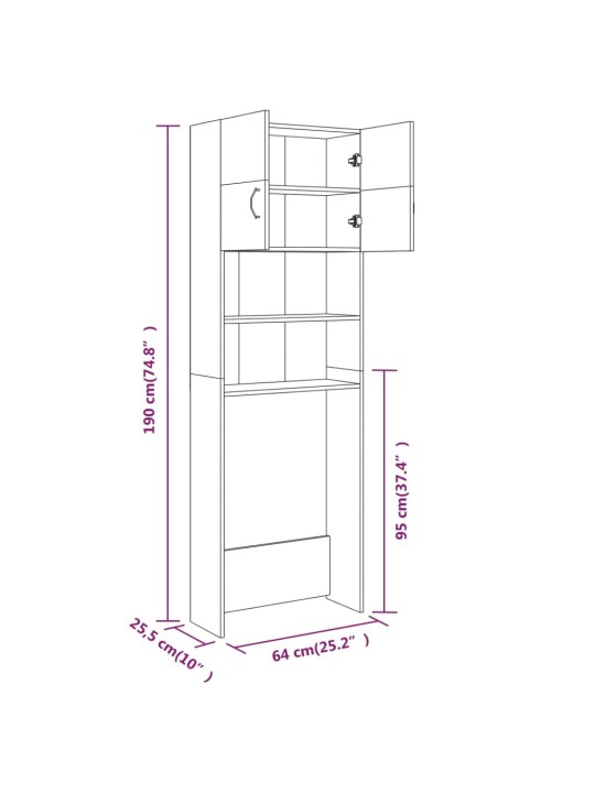 Pesumasinakapp, hall sonoma tamm, 64 x 25,5 x 190 cm