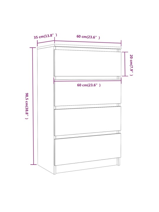 Puhvetkapp, hall sonoma tamm, 60 x 35 x 98,5 cm, tehispuit