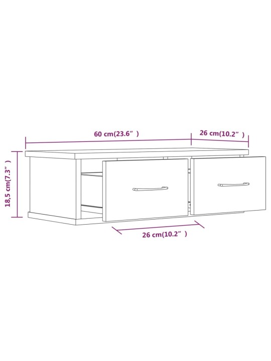 Raamatukapp, hall sonoma tamm, 60 x 26 x 18,5 cm, tehispuit