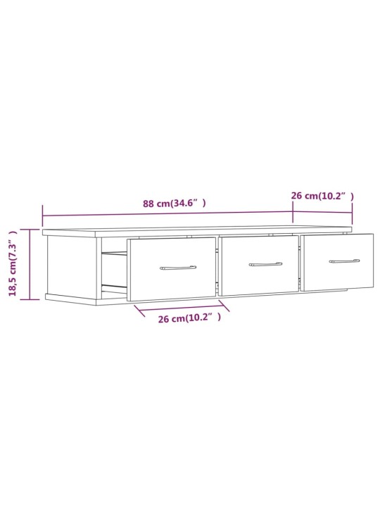 Raamatukapp, suitsutatud tamm, 88 x 26 x 18,5 cm, tehispuit