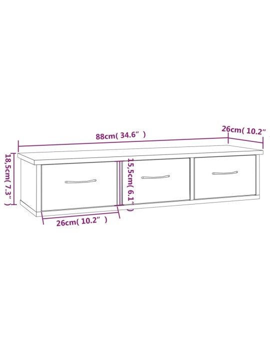 Raamatukapp, hall sonoma tamm, 88x26x18,5cm, tehispuit