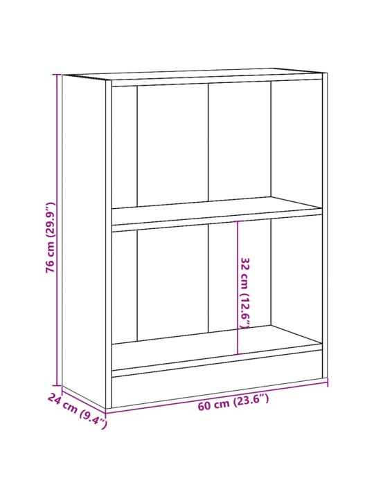 Raamaturiiul, suitsutatud tamm, 60 x 24 x 76 cm, tehispuit