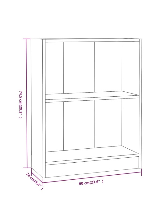 Raamaturiiul, hall sonoma tamm, 60 x 24 x 74,5 cm, tehispuit