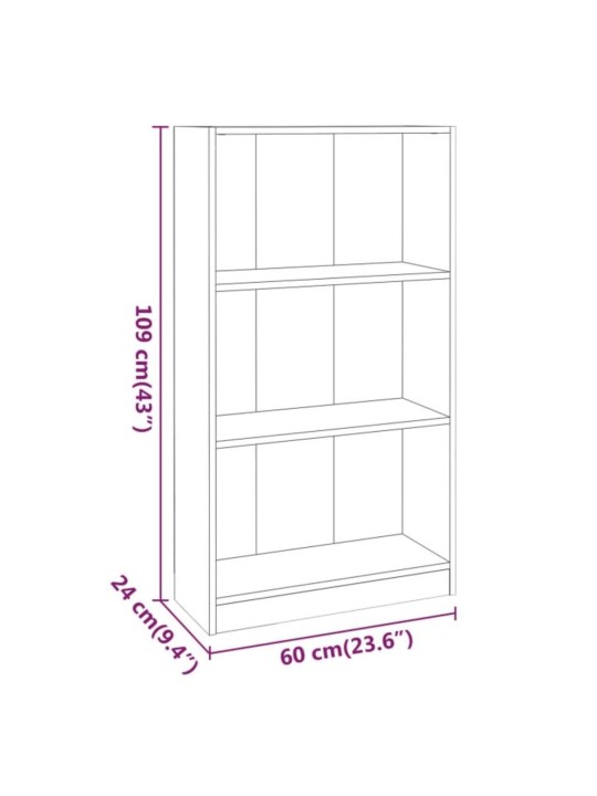 Raamatukapp, suitsutatud tamm, 60 x 24 x 109 cm, tehispuit