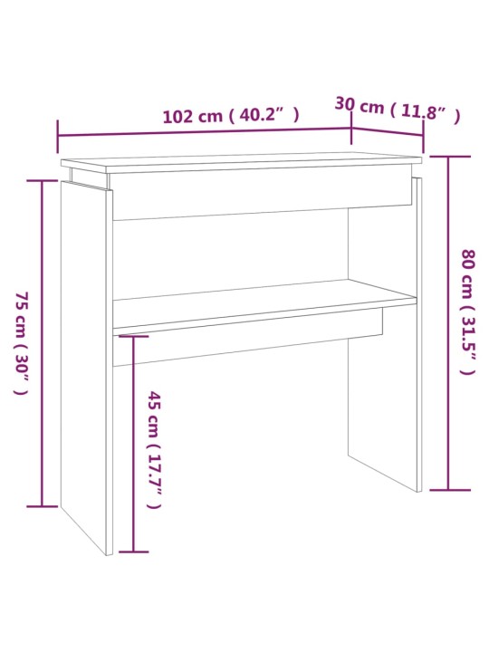 Konsoollaud, hall sonom tamm, 102x30x80 cm, tehispuit