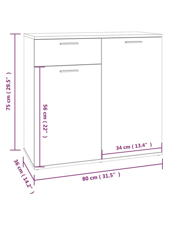 Puhvetkapp, suitsutatud tamm, 80x36x75 cm, tehispuit