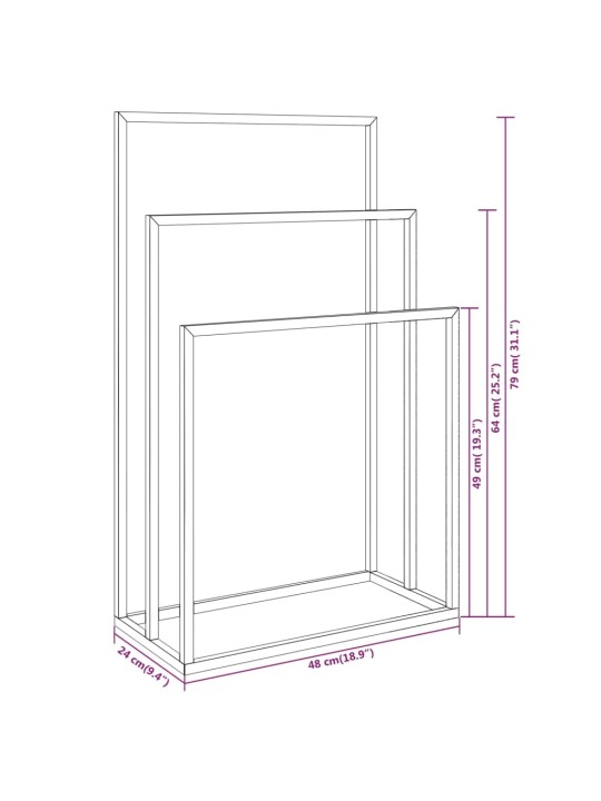 Eraldiseisev rätikurest, must, 48 x 24 x 78,5 cm, raud