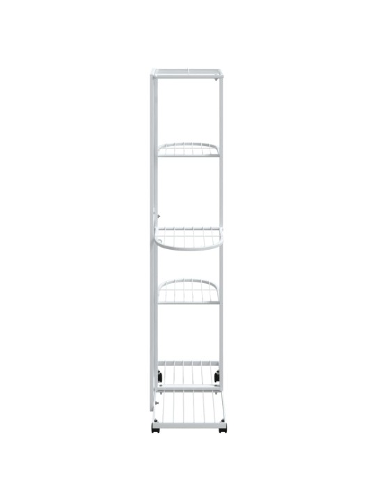 5 tasandiga lillealus ratastel, 44 x 23 x 100 cm, valge raud