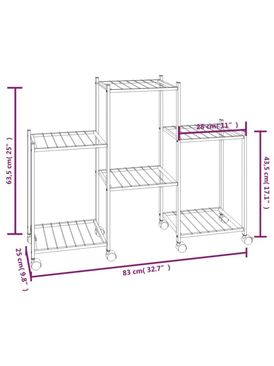 Lillealus ratastel, 83 x 25 x 63,5 cm, must, raud