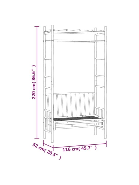 Aiapink lehtlaga, 116 cm, bambus