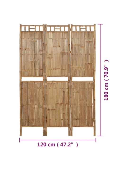 3 paneeliga ruumijagaja, bambus, 120 x 180 cm