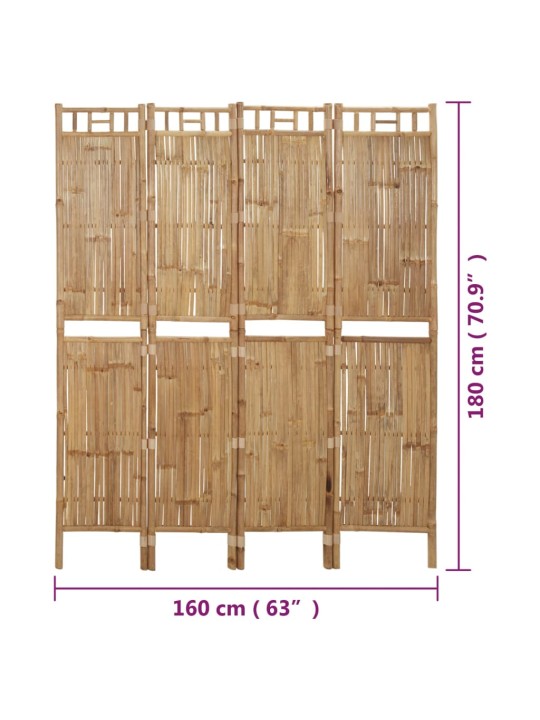 4 paneeliga ruumijagaja, bambus, 160 x 180 cm